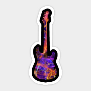 Orange on Purple Flame Guitar Silhouette Sticker